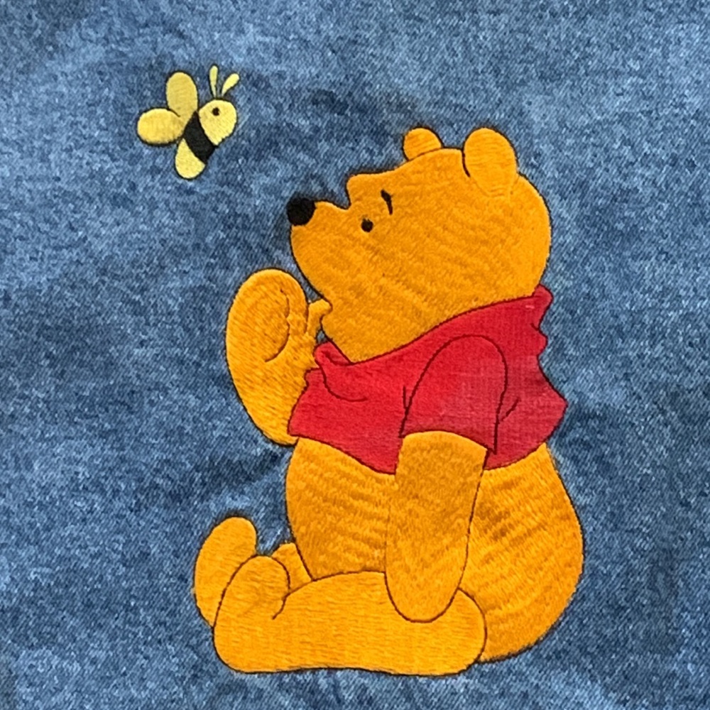 Vintage Disney Winnie The Pooh & Bee Embroidered Denim Jean Jacket Sz Large - Picture 9 of 11